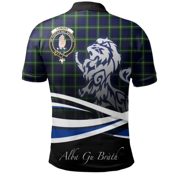Scottish Lamont Modern Clan Crest Tartan Polo Shirt, Long Polo, Zipper Polo - Scotland Lion