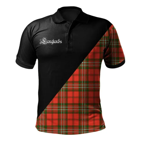 Scottish Langlands Clan Crest Tartan Polo Shirt, Long Polo, Zipper Polo - Military Logo