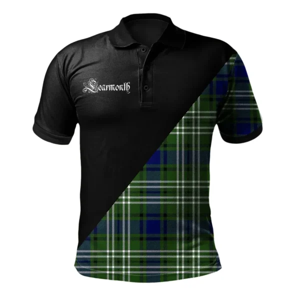 Scottish Learmonth Clan Crest Tartan Polo Shirt, Long Polo, Zipper Polo - Military Logo