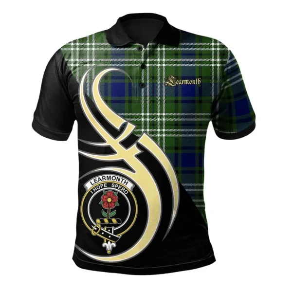 Scottish Learmonth Clan Crest Tartan Polo Shirt, Long Polo, Zipper Polo Believe in Me