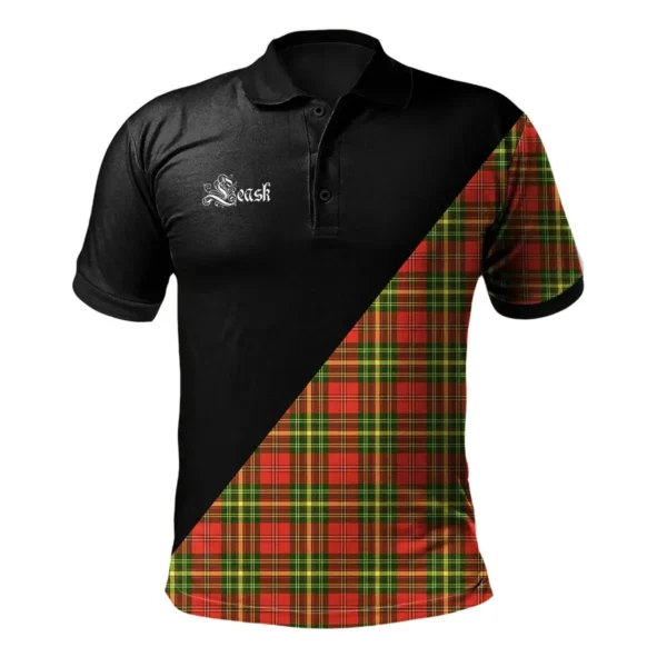 Scottish Leask Clan Crest Tartan Polo Shirt, Long Polo, Zipper Polo - Military Logo