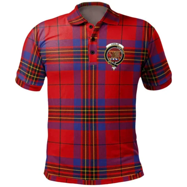 Scottish Leslie Clan Crest Tartan Polo Shirt, Long Polo, Zipper Polo