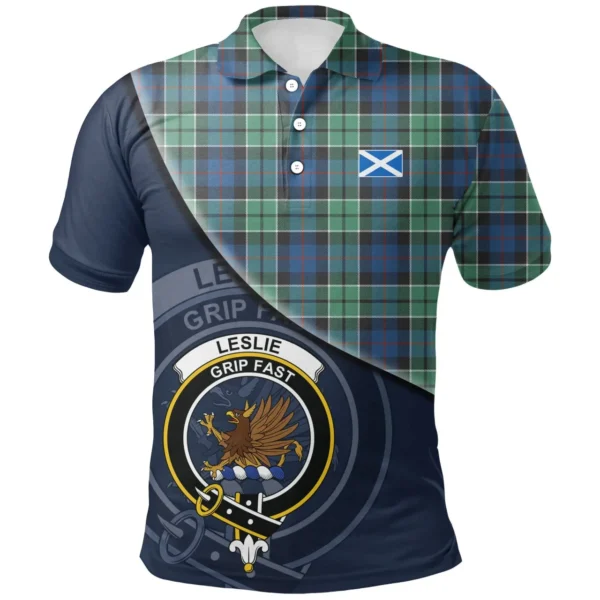 Scottish Leslie Hunting Ancient Clan Crest Tartan Polo Shirt, Long Polo, Zipper Polo - Bend Style
