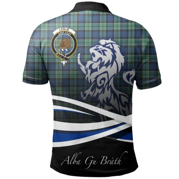 Scottish Leslie Hunting Ancient Clan Crest Tartan Polo Shirt, Long Polo, Zipper Polo - Scotland Lion