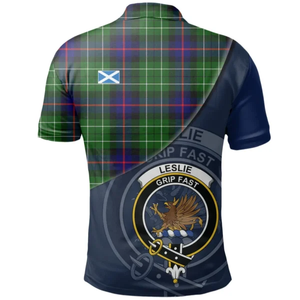 Scottish Leslie Hunting Clan Crest Tartan Polo Shirt, Long Polo, Zipper Polo - Bend Style