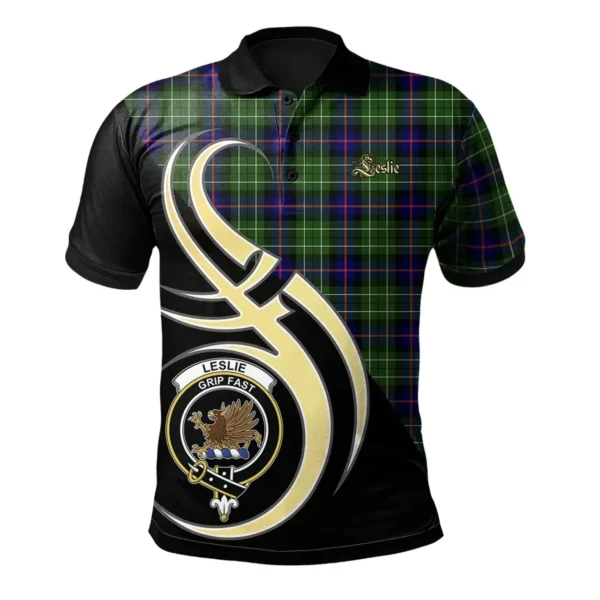 Scottish Leslie Hunting Clan Crest Tartan Polo Shirt, Long Polo, Zipper Polo Believe in Me