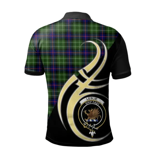 Scottish Leslie Hunting Clan Crest Tartan Polo Shirt, Long Polo, Zipper Polo Believe in Me