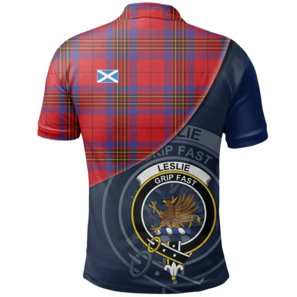 Scottish Leslie Modern Clan Crest Tartan Polo Shirt, Long Polo, Zipper Polo - Bend Style