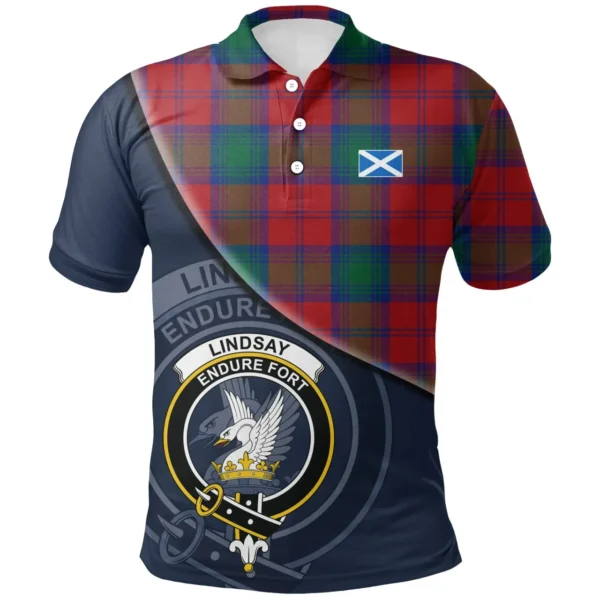 Scottish Lindsay Modern Clan Crest Tartan Polo Shirt, Long Polo, Zipper Polo - Bend Style