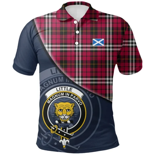 Scottish Little Clan Crest Tartan Polo Shirt, Long Polo, Zipper Polo - Bend Style