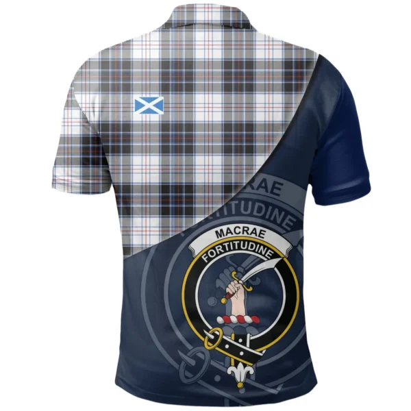 Scottish MacRae Dress Modern Clan Crest Tartan Polo Shirt, Long Polo, Zipper Polo - Bend Style