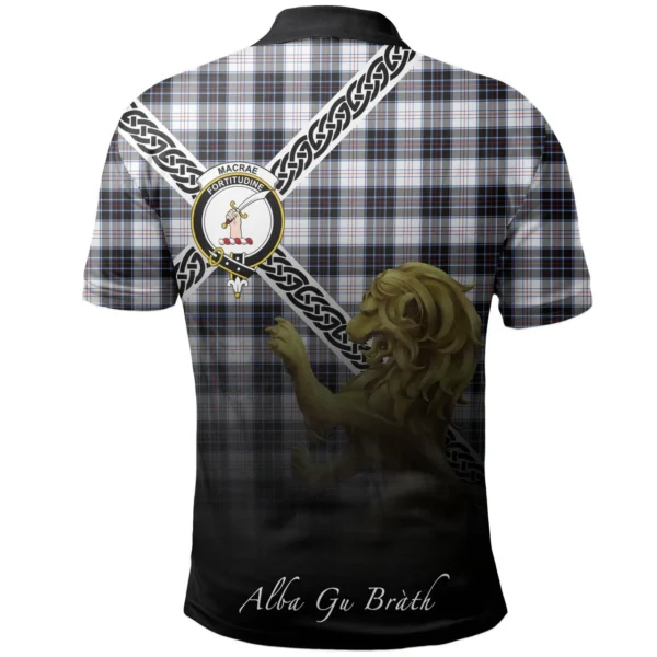 Scottish MacRae Dress Modern Clan Crest Tartan Polo Shirt, Long Polo, Zipper Polo - Celtic with Scotland Lion