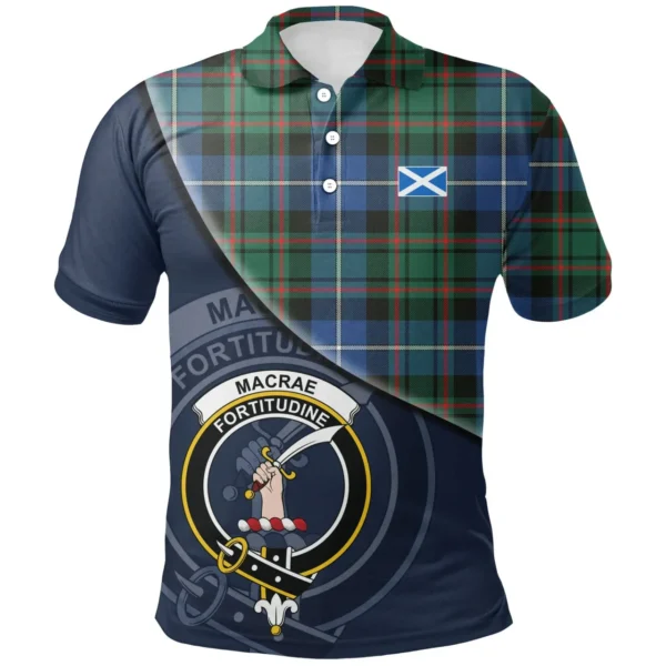 Scottish MacRae Hunting Ancient Clan Crest Tartan Polo Shirt, Long Polo, Zipper Polo - Bend Style