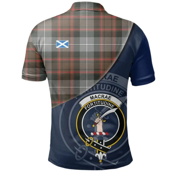 Scottish MacRae Hunting Weathered Clan Crest Tartan Polo Shirt, Long Polo, Zipper Polo - Bend Style