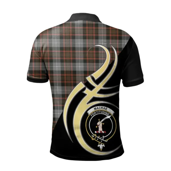 Scottish MacRae Hunting Weathered Clan Crest Tartan Polo Shirt, Long Polo, Zipper Polo Believe in Me