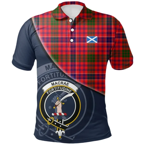 Scottish MacRae Modern Clan Crest Tartan Polo Shirt, Long Polo, Zipper Polo - Bend Style