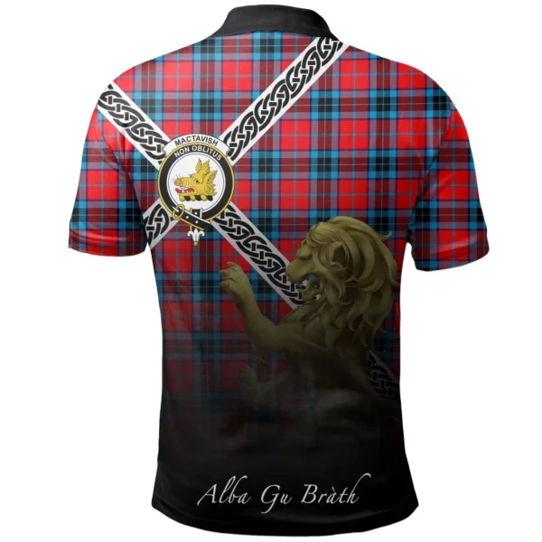 Scottish MacTavish Modern Clan Crest Tartan Polo Shirt, Long Polo, Zipper Polo - Celtic with Scotland Lion
