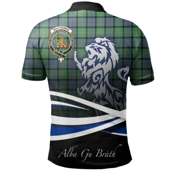 Scottish MacThomas Ancient Clan Crest Tartan Polo Shirt, Long Polo, Zipper Polo - Scotland Lion