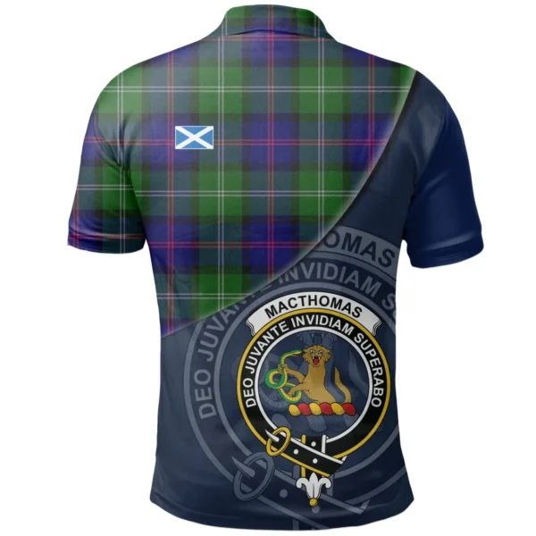 Scottish MacThomas Modern Clan Crest Tartan Polo Shirt, Long Polo, Zipper Polo - Bend Style