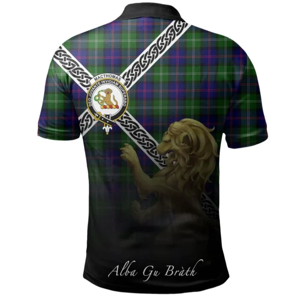 Scottish MacThomas Modern Clan Crest Tartan Polo Shirt, Long Polo, Zipper Polo - Celtic with Scotland Lion