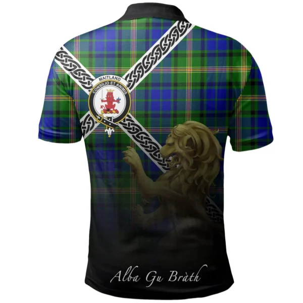 Scottish Maitland Clan Crest Tartan Polo Shirt, Long Polo, Zipper Polo - Celtic with Scotland Lion