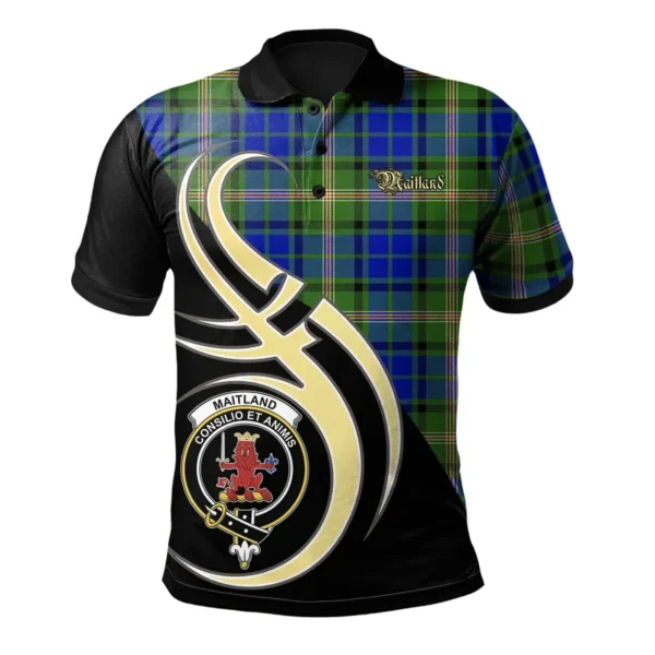 Scottish Maitland Clan Crest Tartan Polo Shirt, Long Polo, Zipper Polo Believe in Me
