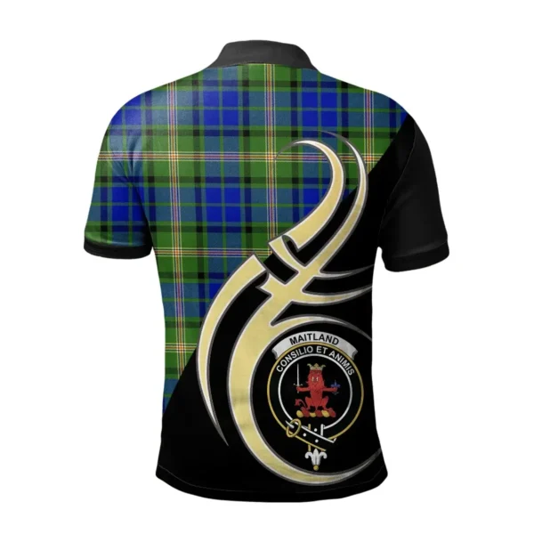 Scottish Maitland Clan Crest Tartan Polo Shirt, Long Polo, Zipper Polo Believe in Me