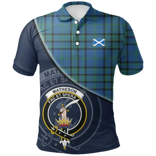 Scottish Matheson Hunting Ancient Clan Crest Tartan Polo Shirt, Long Polo, Zipper Polo - Bend Style