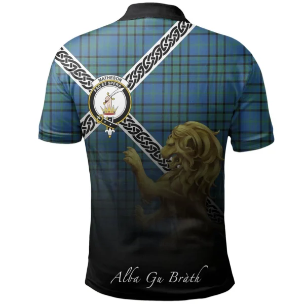 Scottish Matheson Hunting Ancient Clan Crest Tartan Polo Shirt, Long Polo, Zipper Polo - Celtic with Scotland Lion