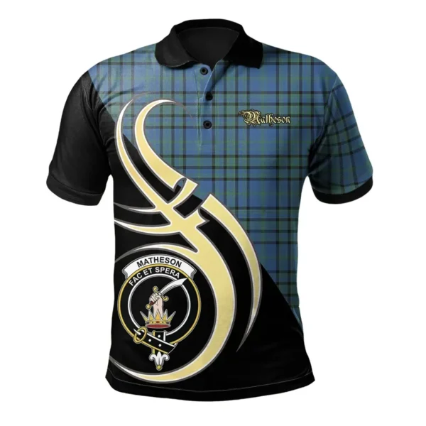 Scottish Matheson Hunting Ancient Clan Crest Tartan Polo Shirt, Long Polo, Zipper Polo Believe in Me