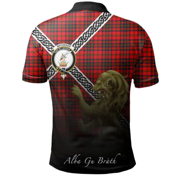 Scottish Matheson Modern Clan Crest Tartan Polo Shirt, Long Polo, Zipper Polo - Celtic with Scotland Lion