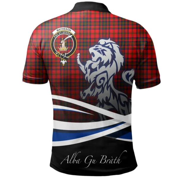 Scottish Matheson Modern Clan Crest Tartan Polo Shirt, Long Polo, Zipper Polo - Scotland Lion