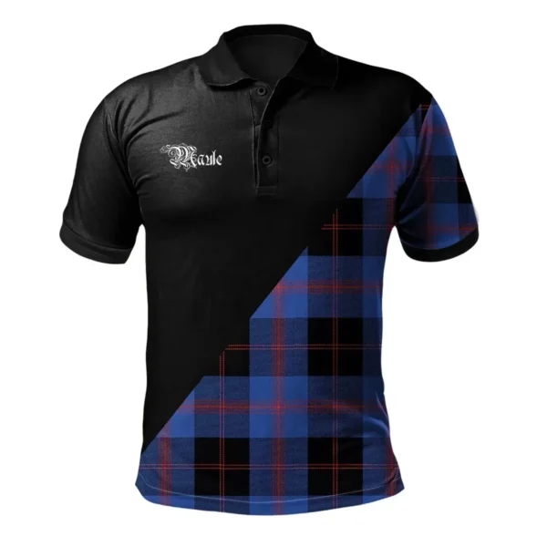 Scottish Maule Clan Crest Tartan Polo Shirt, Long Polo, Zipper Polo - Military Logo