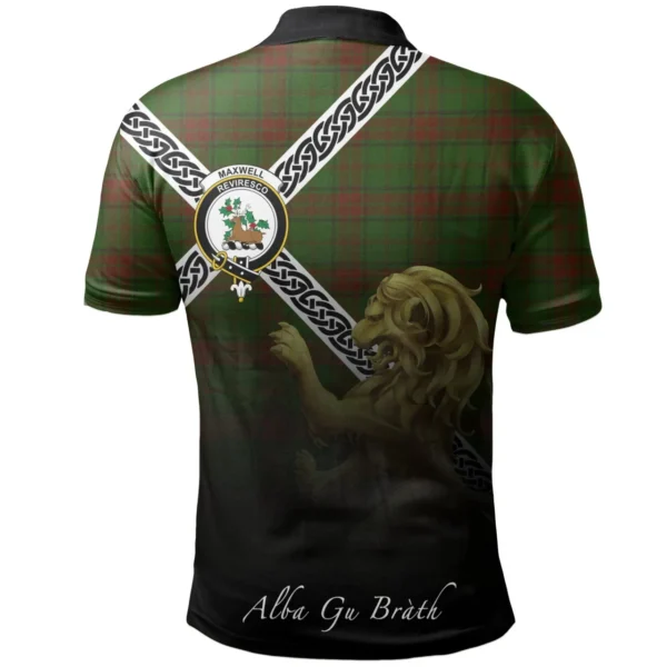 Scottish Maxwell Hunting Clan Crest Tartan Polo Shirt, Long Polo, Zipper Polo - Celtic with Scotland Lion