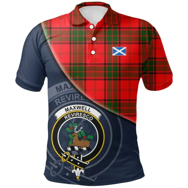 Scottish Maxwell Modern Clan Crest Tartan Polo Shirt, Long Polo, Zipper Polo - Bend Style