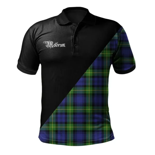 Scottish Meldrum Clan Crest Tartan Polo Shirt, Long Polo, Zipper Polo - Military Logo