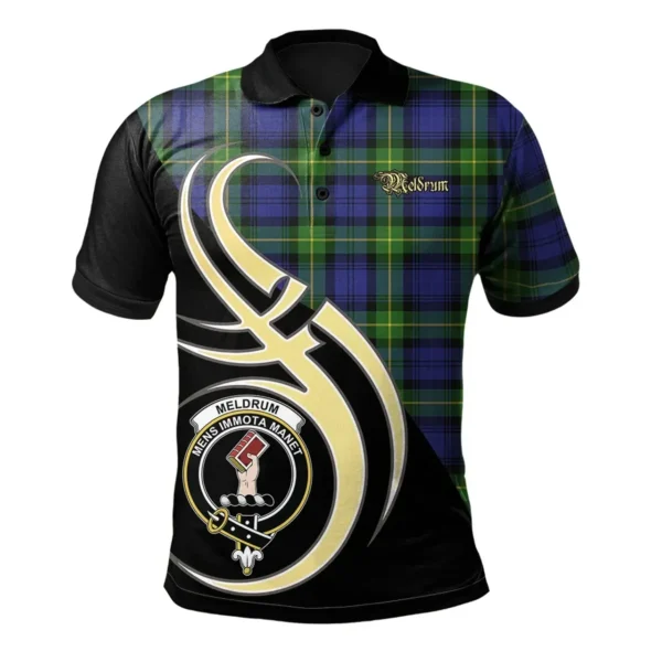 Scottish Meldrum Clan Crest Tartan Polo Shirt, Long Polo, Zipper Polo Believe in Me