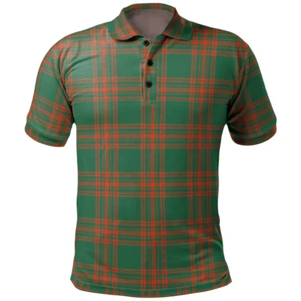 Scottish Menzies Green Ancient Clan Tartan Polo Shirt, Long Polo, Zipper Polo
