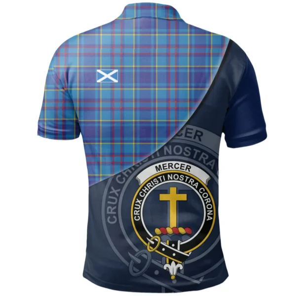 Scottish Mercer Modern Clan Crest Tartan Polo Shirt, Long Polo, Zipper Polo - Bend Style