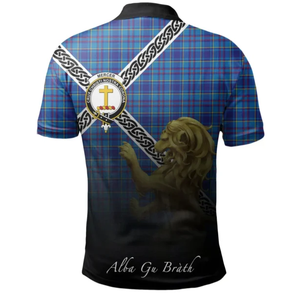 Scottish Mercer Modern Clan Crest Tartan Polo Shirt, Long Polo, Zipper Polo - Celtic with Scotland Lion