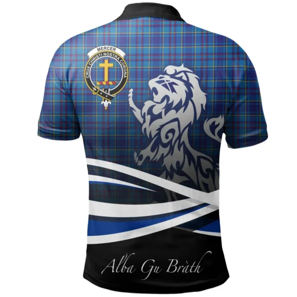 Scottish Mercer Modern Clan Crest Tartan Polo Shirt, Long Polo, Zipper Polo - Scotland Lion