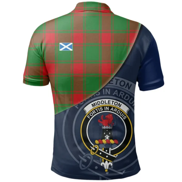 Scottish Middleton Modern Clan Crest Tartan Polo Shirt, Long Polo, Zipper Polo - Bend Style