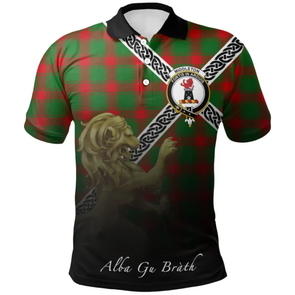 Scottish Middleton Modern Clan Crest Tartan Polo Shirt, Long Polo, Zipper Polo - Celtic with Scotland Lion