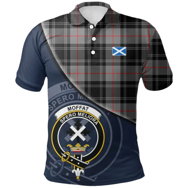 Scottish Moffat Modern Clan Crest Tartan Polo Shirt, Long Polo, Zipper Polo - Bend Style