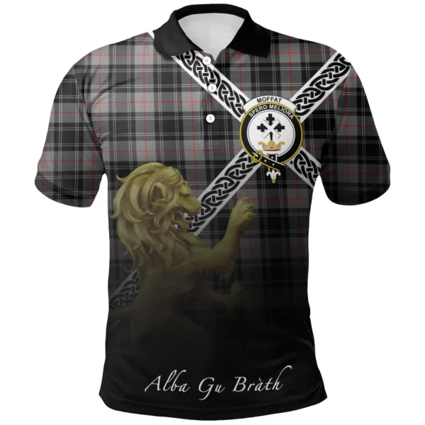 Scottish Moffat Modern Clan Crest Tartan Polo Shirt, Long Polo, Zipper Polo - Celtic with Scotland Lion