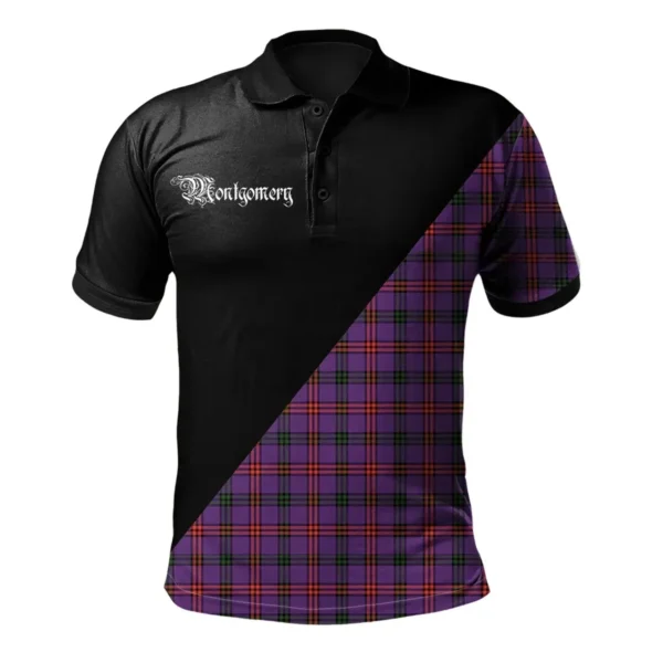Scottish Montgomery Modern Clan Crest Tartan Polo Shirt, Long Polo, Zipper Polo - Military Logo