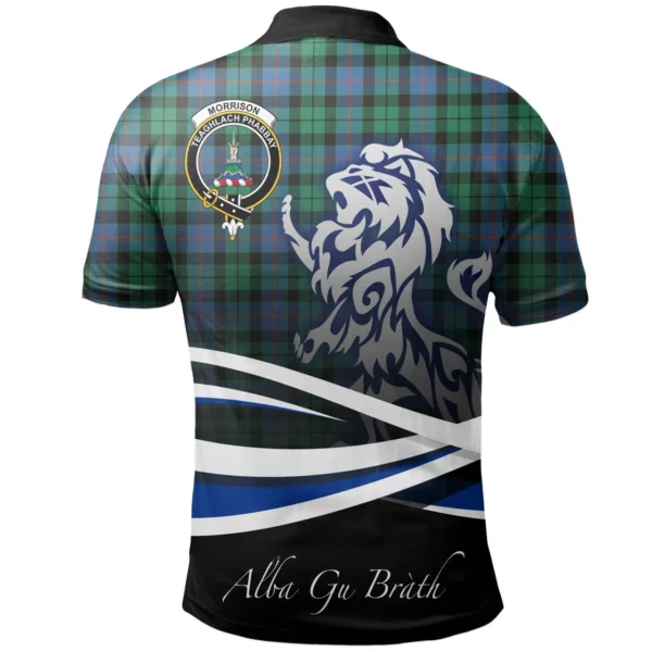 Scottish Morrison Ancient Clan Crest Tartan Polo Shirt, Long Polo, Zipper Polo - Scotland Lion