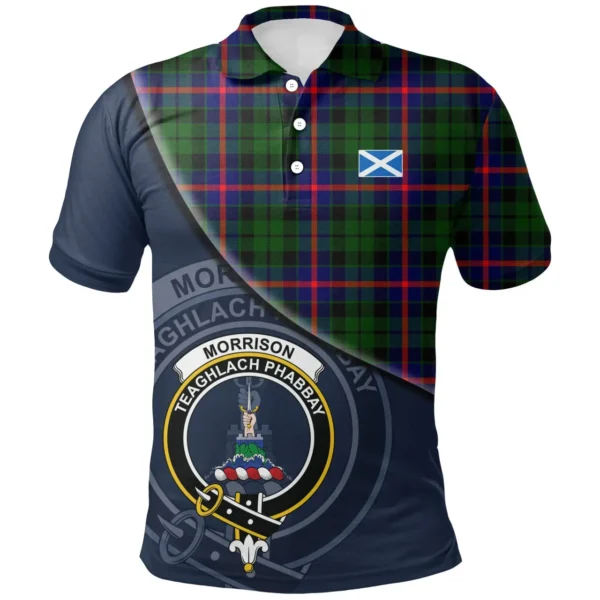 Scottish Morrison Modern Clan Crest Tartan Polo Shirt, Long Polo, Zipper Polo - Bend Style