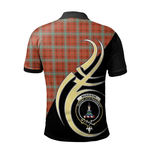 Scottish Morrison Red Ancient Clan Crest Tartan Polo Shirt, Long Polo, Zipper Polo Believe in Me